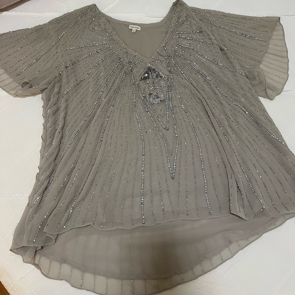 River Island Flitter Sleeve Sequin Top